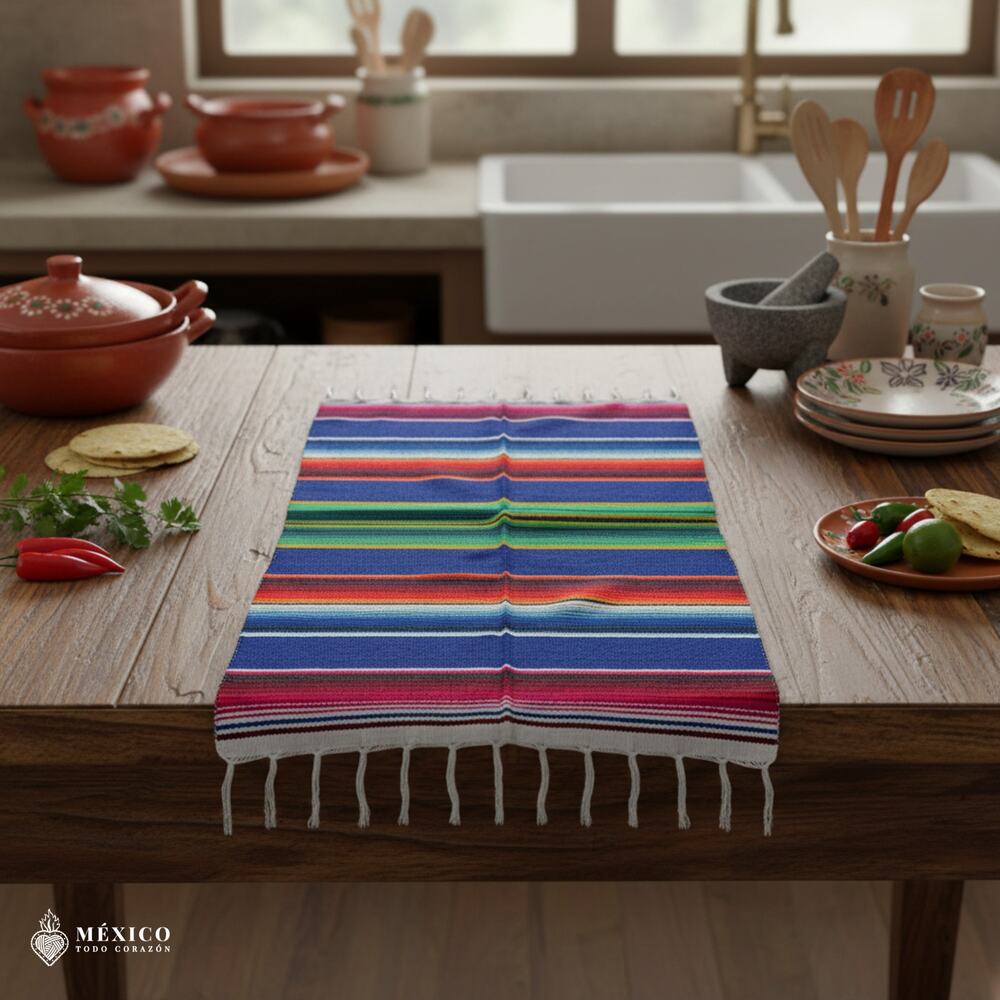 Traditional Mexican Sarape Placemat – Individual Colorful Table Runner